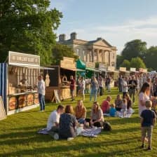 Family enjoying street food at Himley Hall event