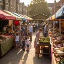 Walthamstow Farmers Market with vibrant stalls and fresh produce