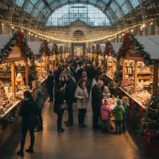 Spirit of Christmas Fair at Olympia, London, showcasing festive shopping and artisan products.