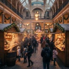 Leadenhall Christmas Craft Market in London with festive decorations
