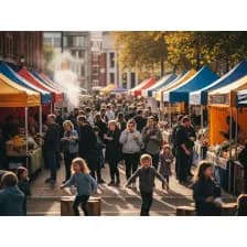 New Street Eats food festival in Birmingham with vibrant stalls and happy visitors.