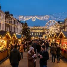 Festive food stalls and Christmas lights on Marylebone High Street