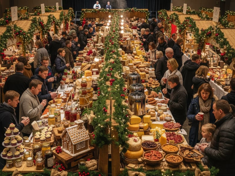 Country Living Magazine Christmas Fair in Glasgow showcasing artisan crafts and festive decor.