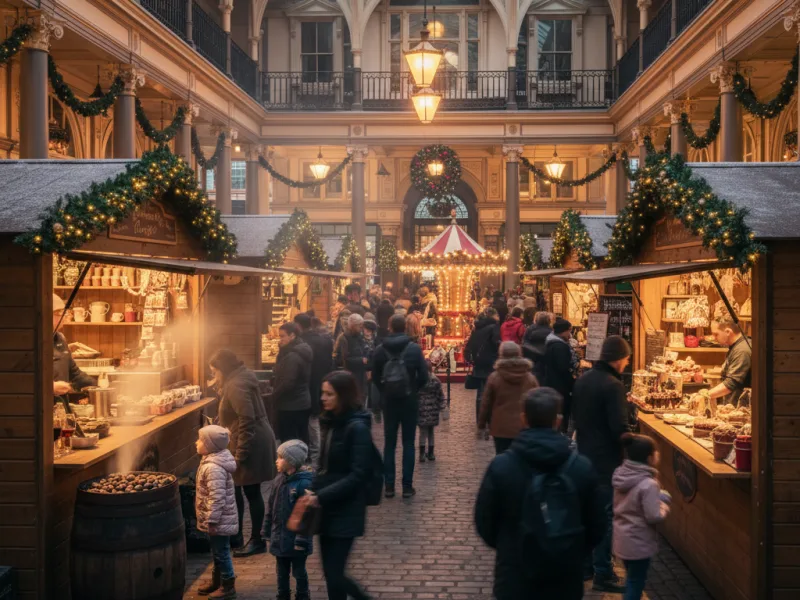 Leadenhall Christmas Craft Market in London with festive decorations