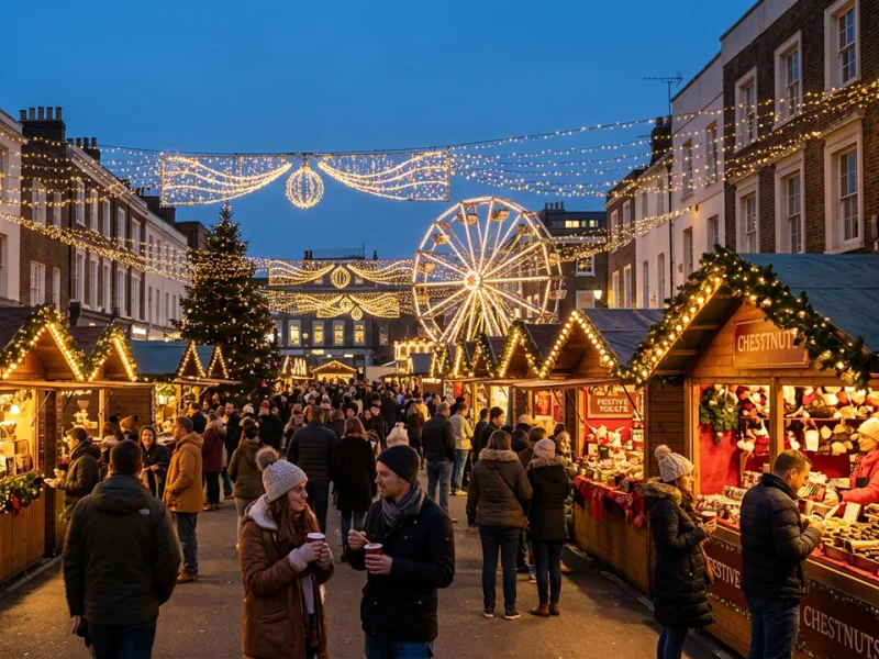 Festive food stalls and Christmas lights on Marylebone High Street